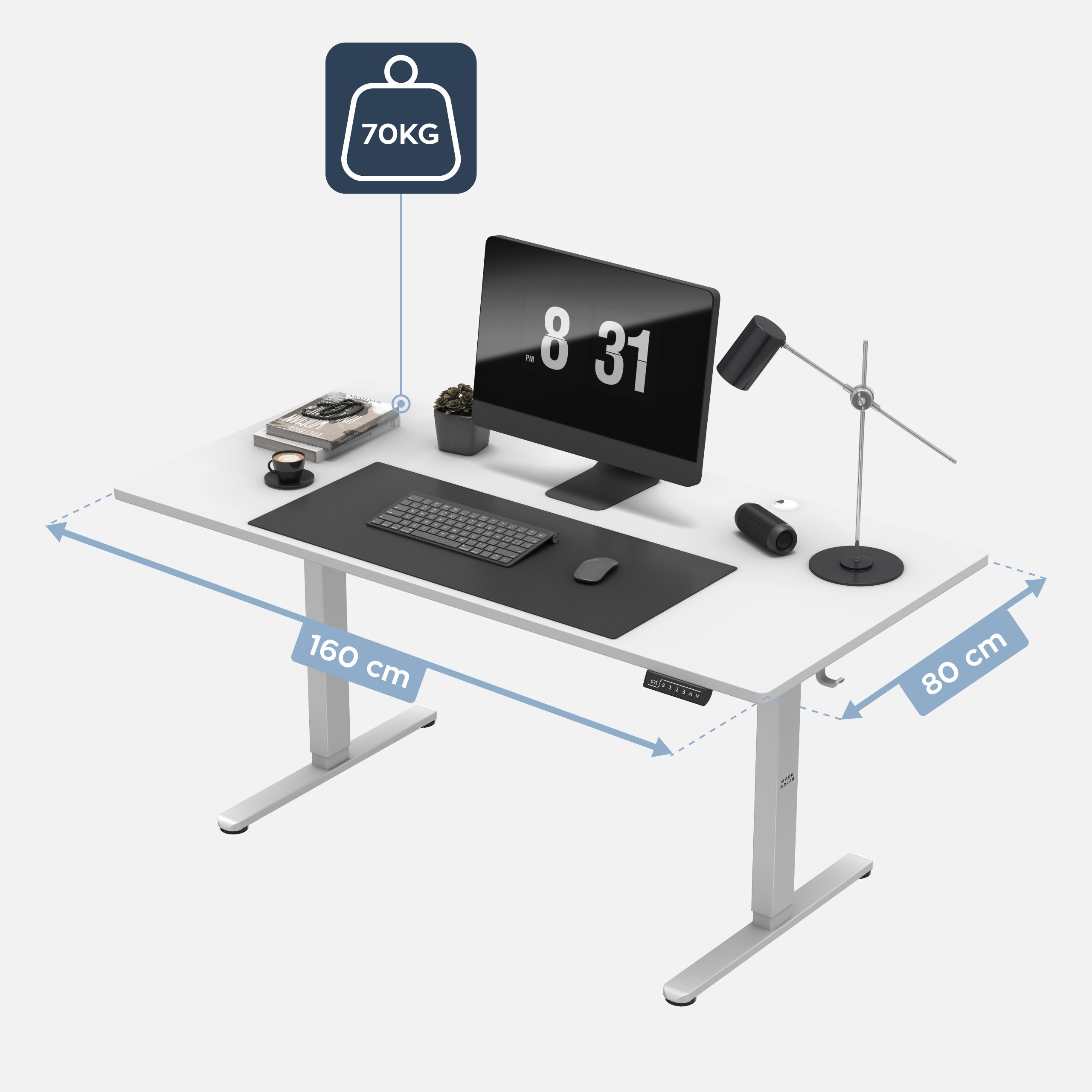 Mark Adler Leader 7.6 White elektrisch verstelbaar bureau, 160 cm