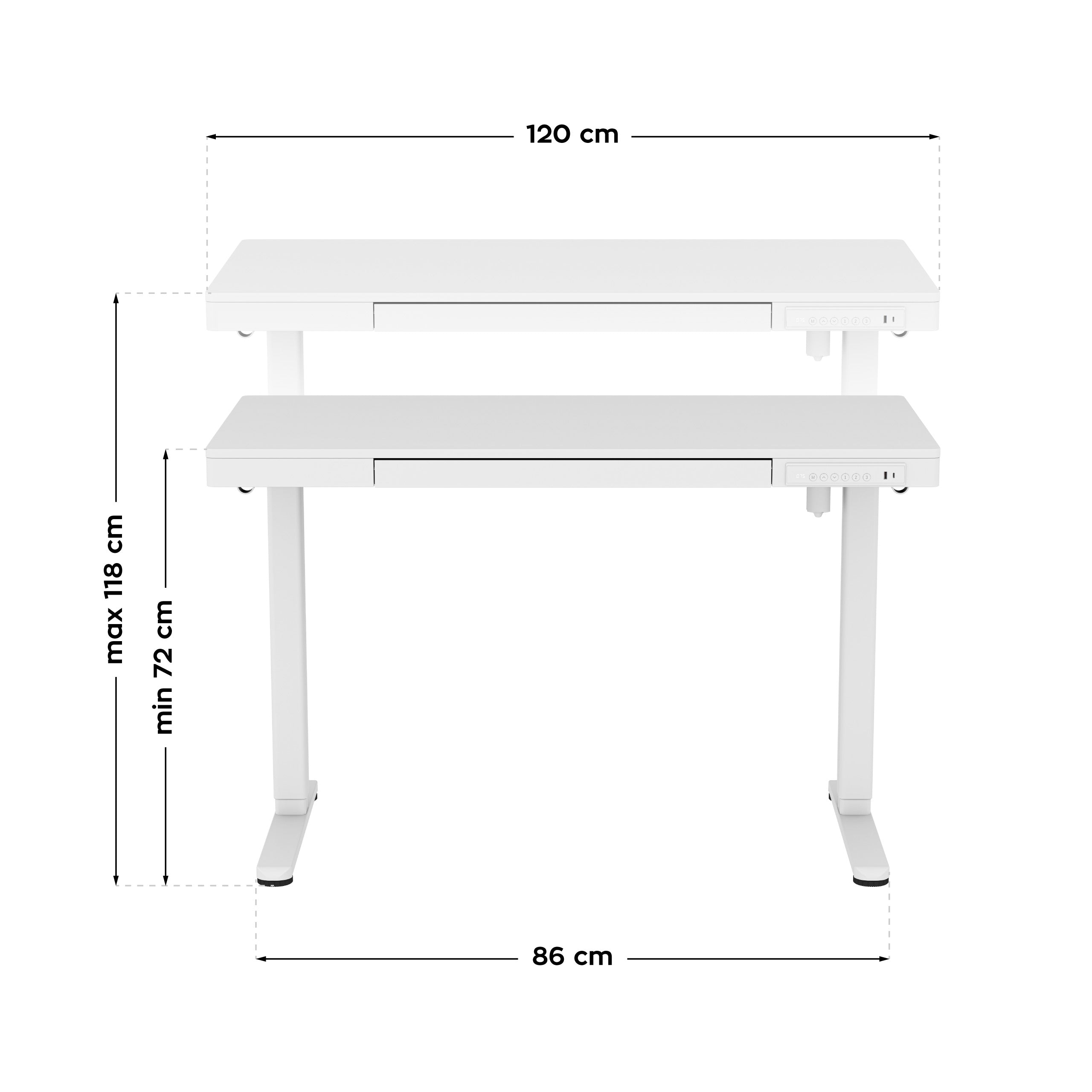 Mark Adler Leader 8.2 White elektrisch verstelbaar bureau, 120 cm