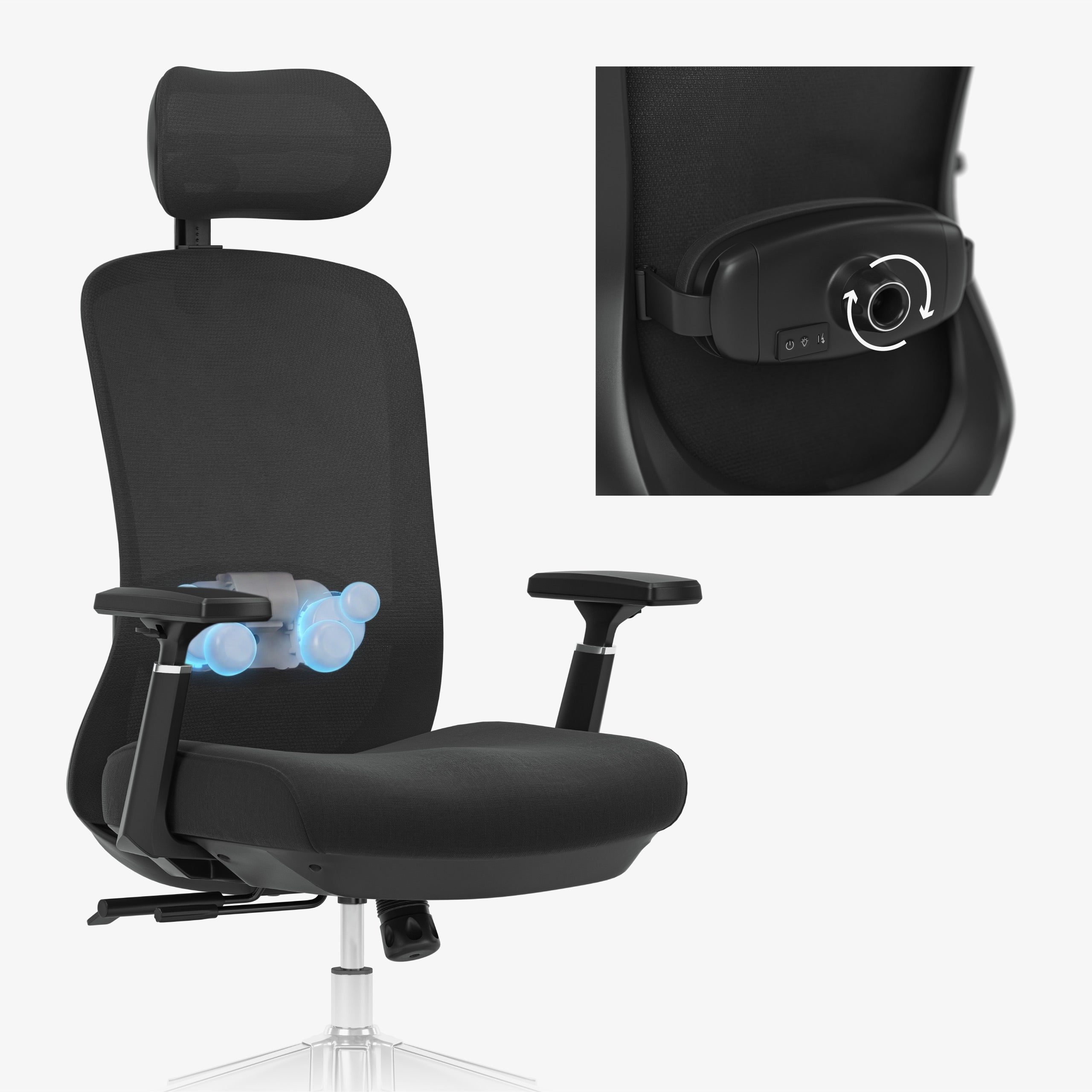 Mark Adler Leadpro 6.0 Black bureaustoel met massagefunctie