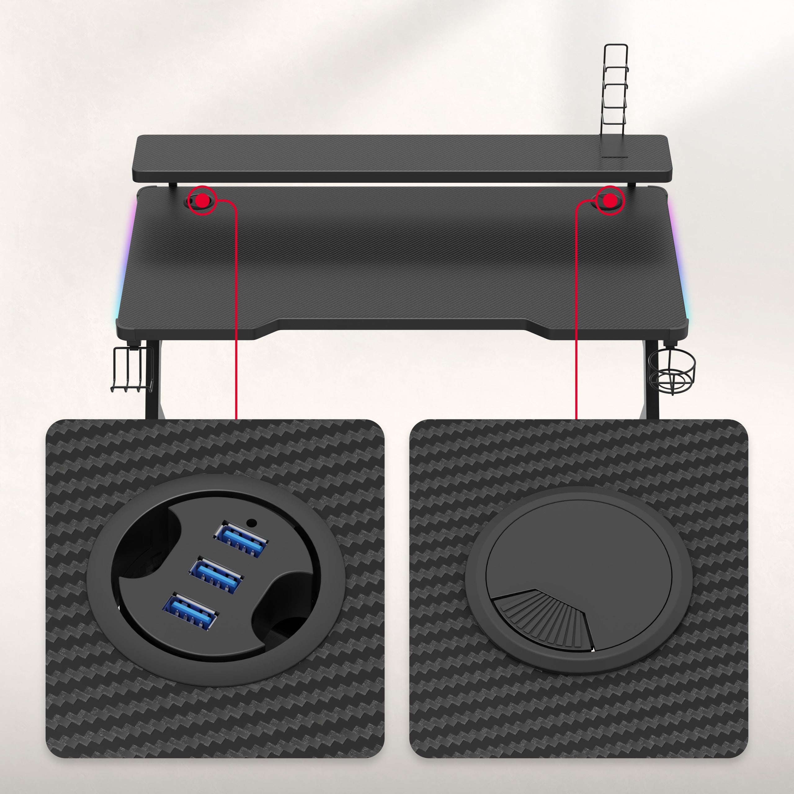 USB-hub en kabelinvoeren