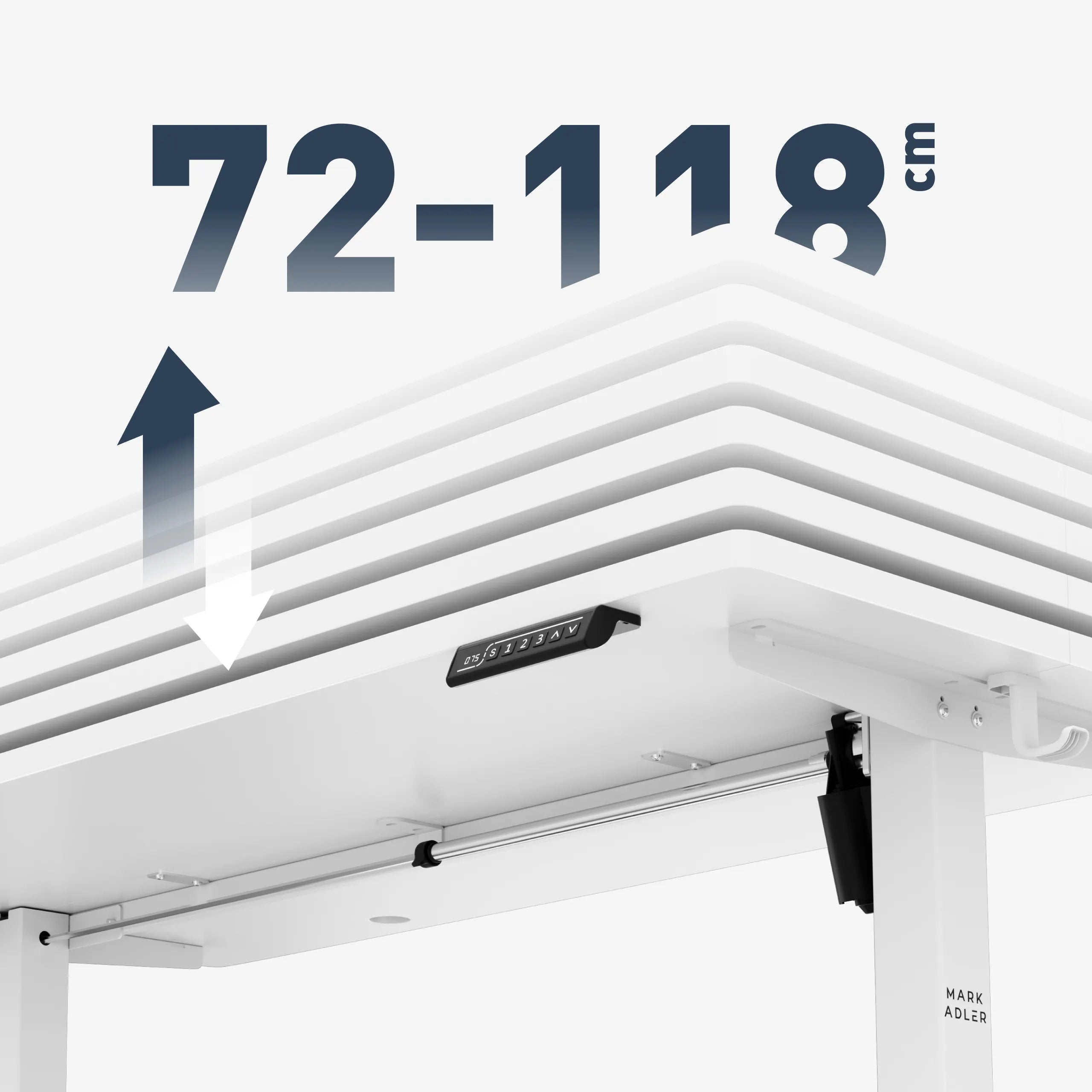 Groot verstelbereik in hoogte: 72 – 118 cm