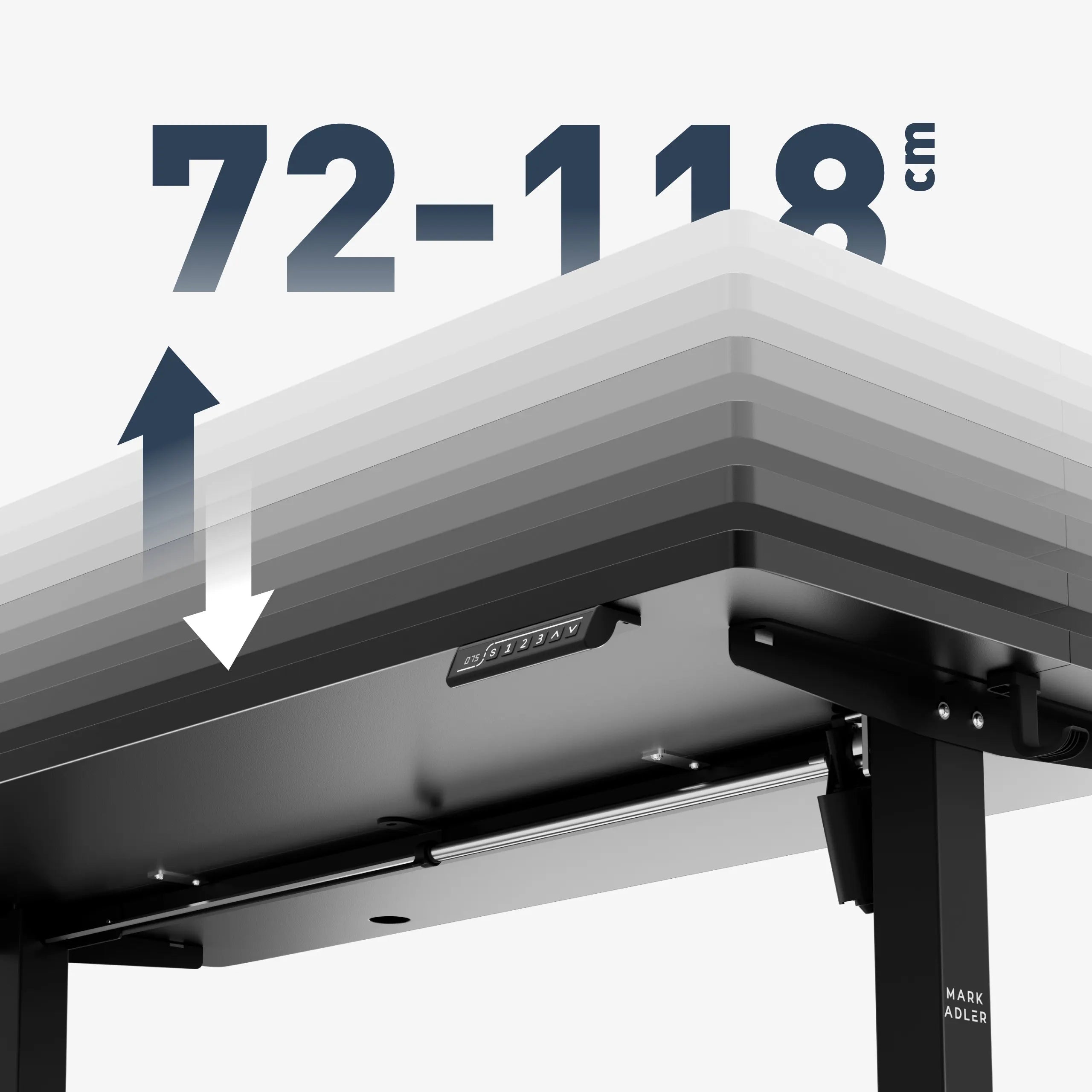 Groot verstelbereik in hoogte: 72 – 118 cm