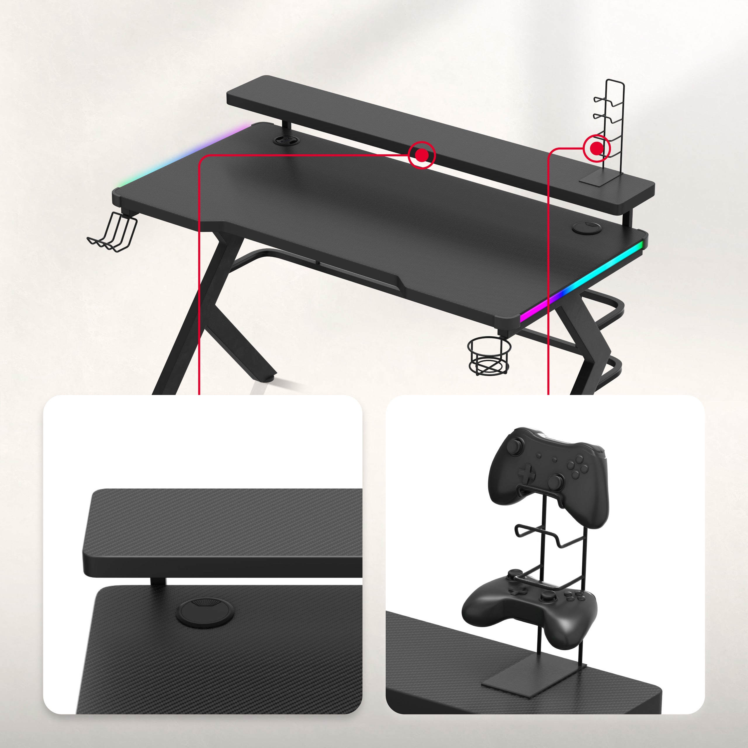 Monitorverhoging en houder voor controllers