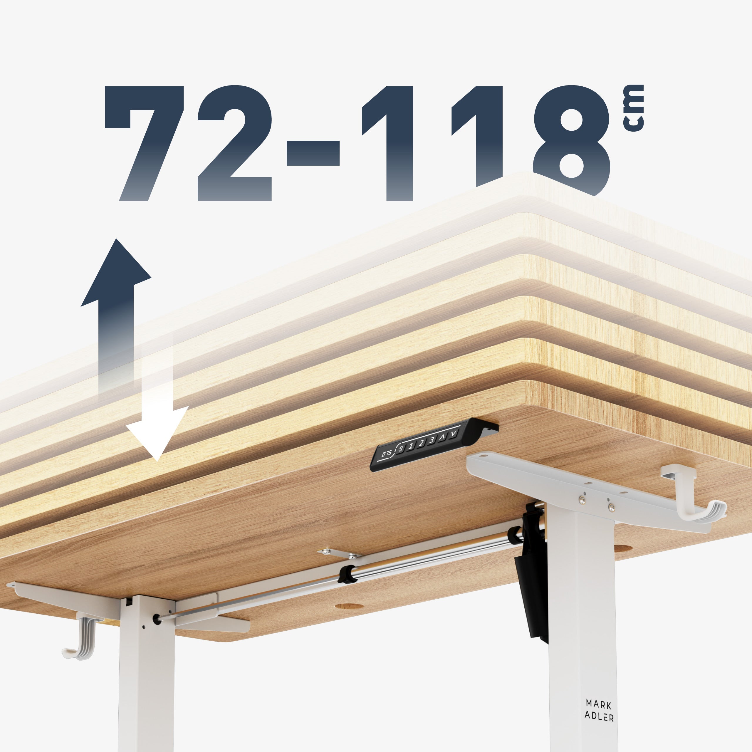 Groot verstelbereik in hoogte: 72 – 118 cm