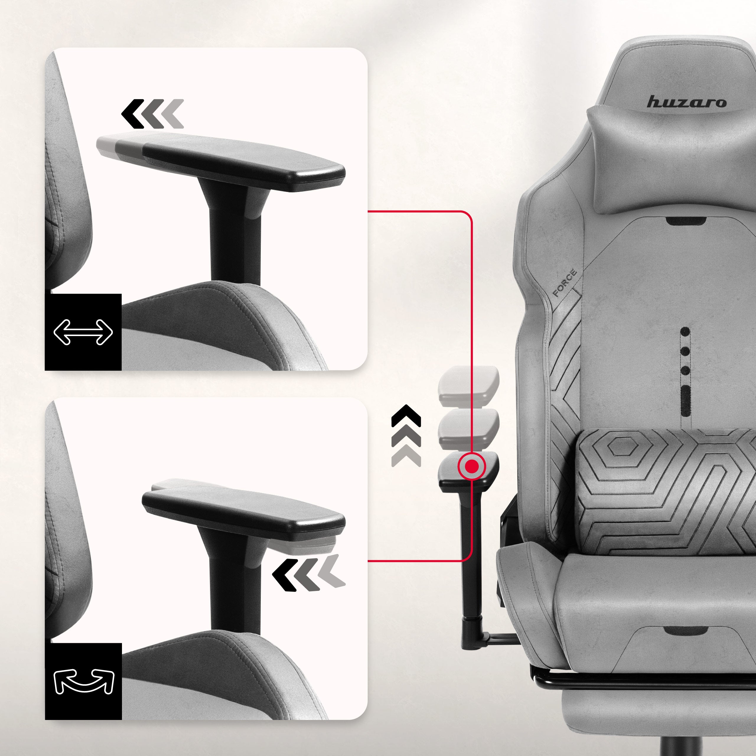 3D-armleuningen met hoogteverstelling