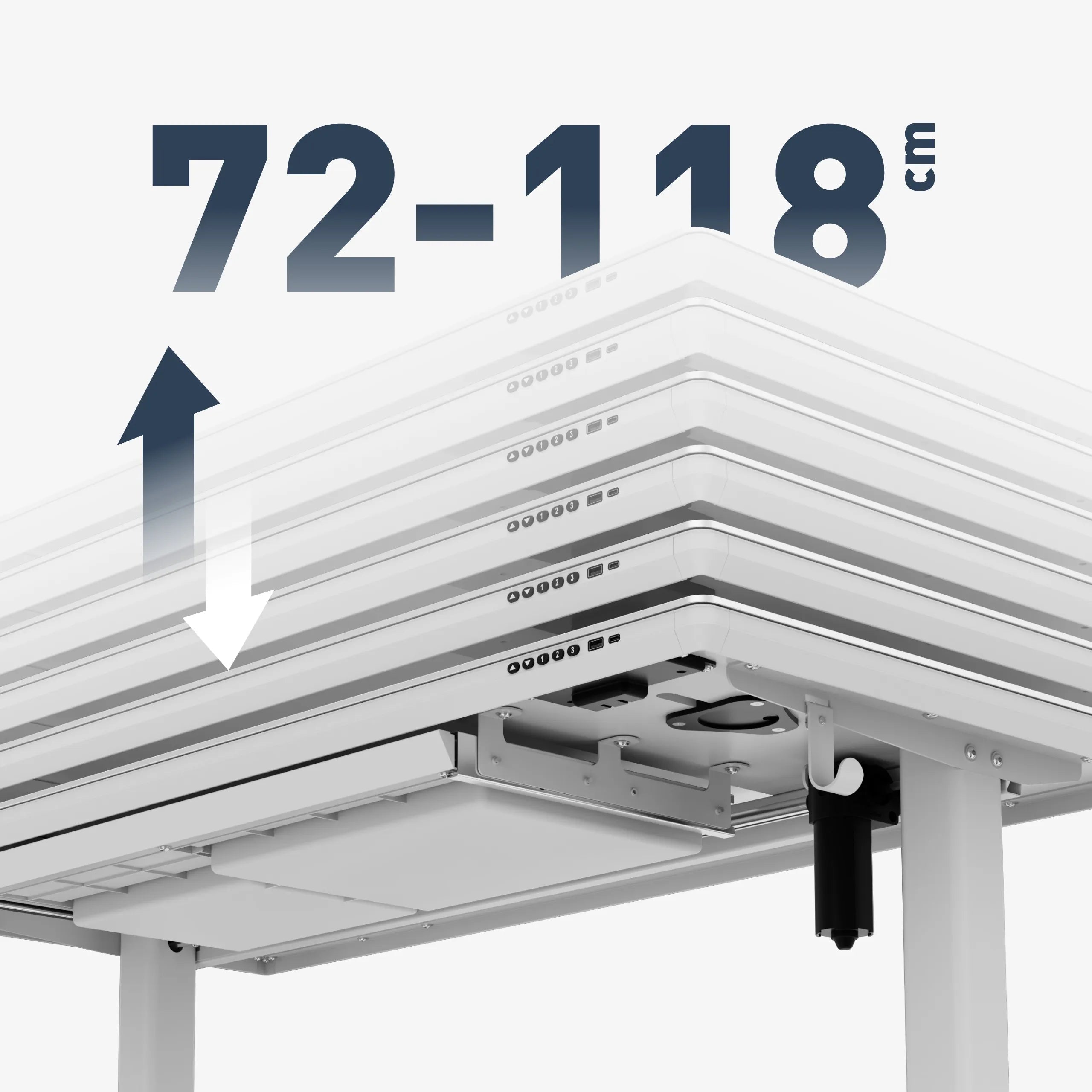 Traploze elektrische hoogteverstelling van 72 tot 118 cm