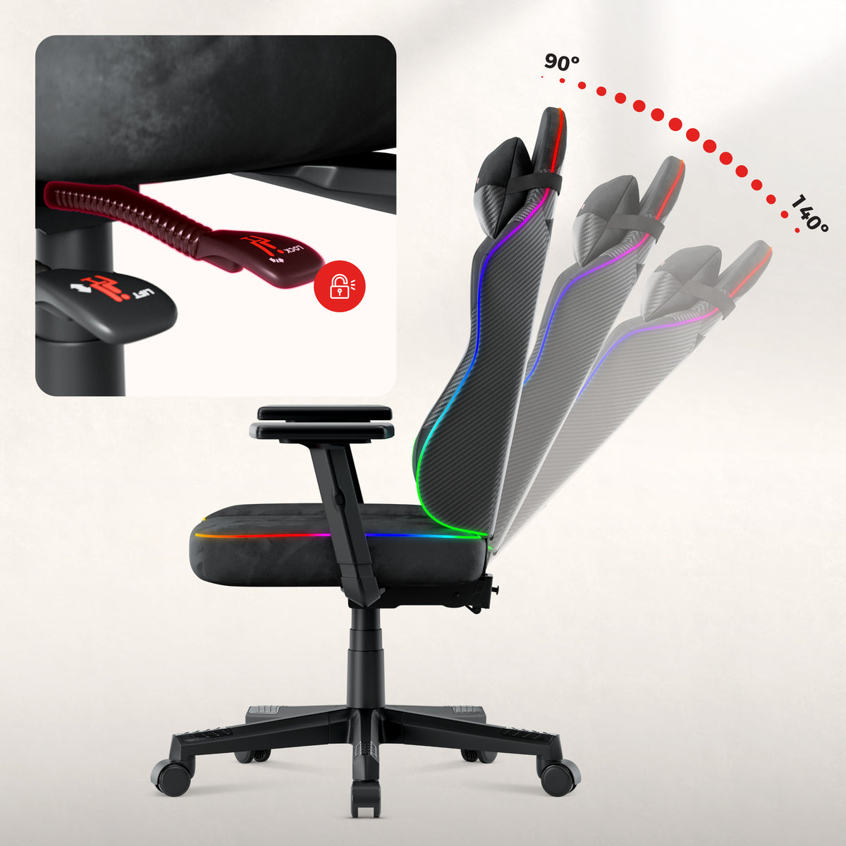 Gaming stoel voor tieners Huzaro Ranger 5.7 RGB Black