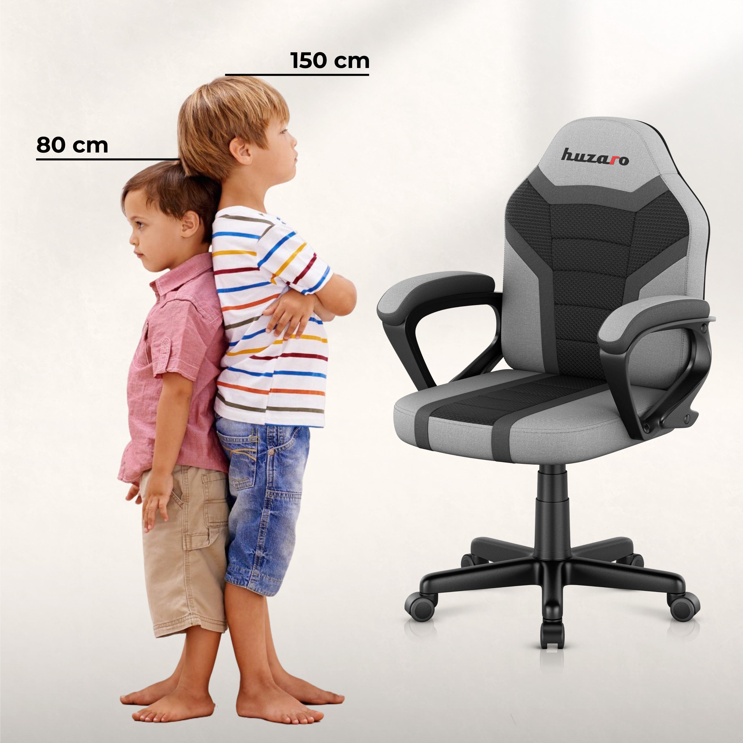 HUZARO RANGER 1.0 Grey Mesh gamingstoel voor kinderen