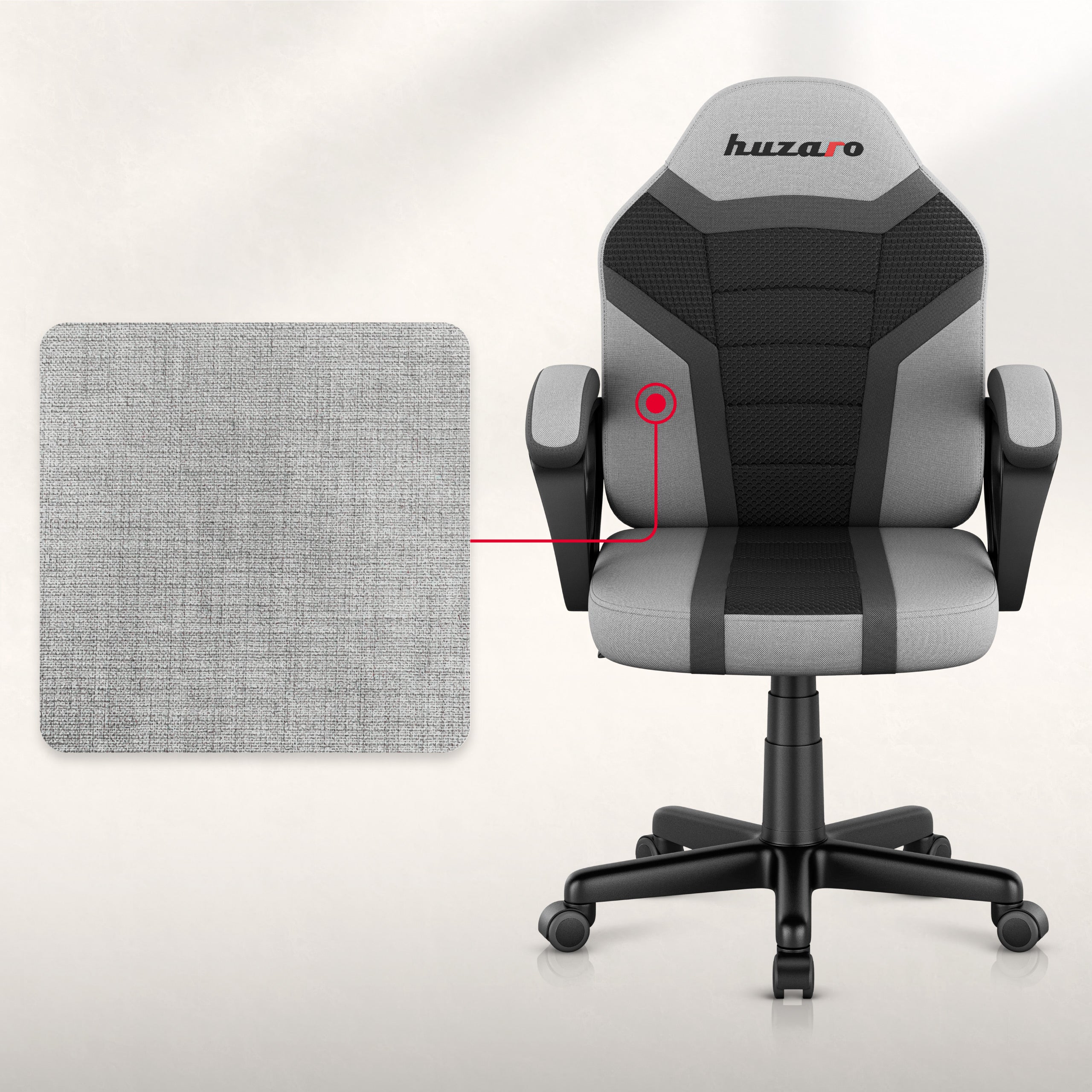 HUZARO RANGER 1.0 Grey Mesh gamingstoel voor kinderen