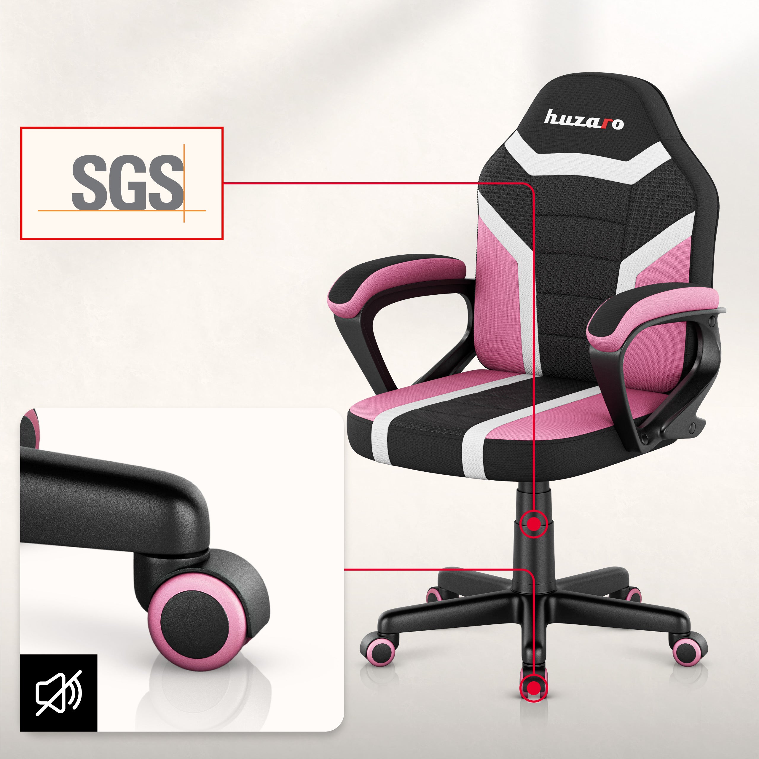 HUZARO RANGER 1.0 Pink Mesh gamingstoel voor kinderen