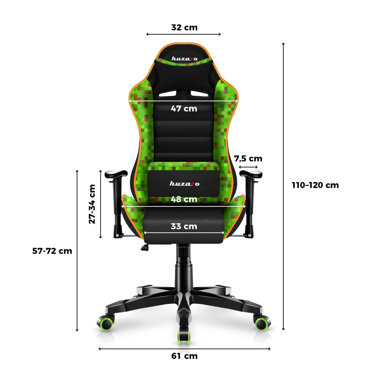 HUZARO RANGER 6.0 Pixel Mesh gamingstoel voor kinderen