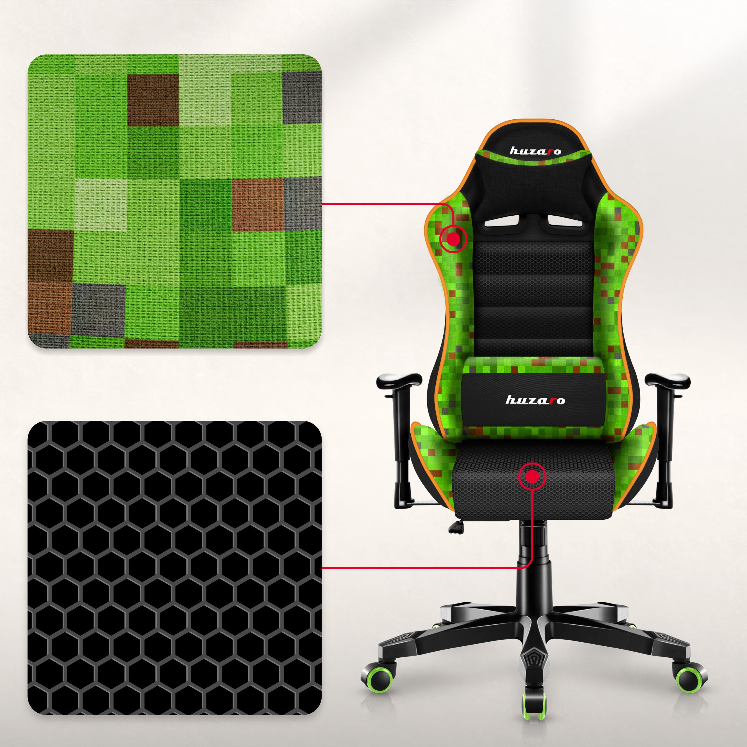 HUZARO RANGER 6.0 Pixel Mesh gamingstoel voor kinderen