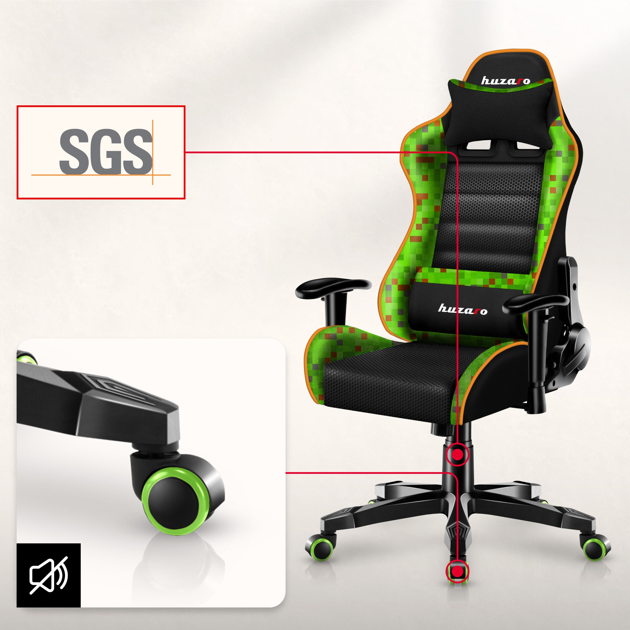 HUZARO RANGER 6.0 Pixel Mesh gamingstoel voor kinderen