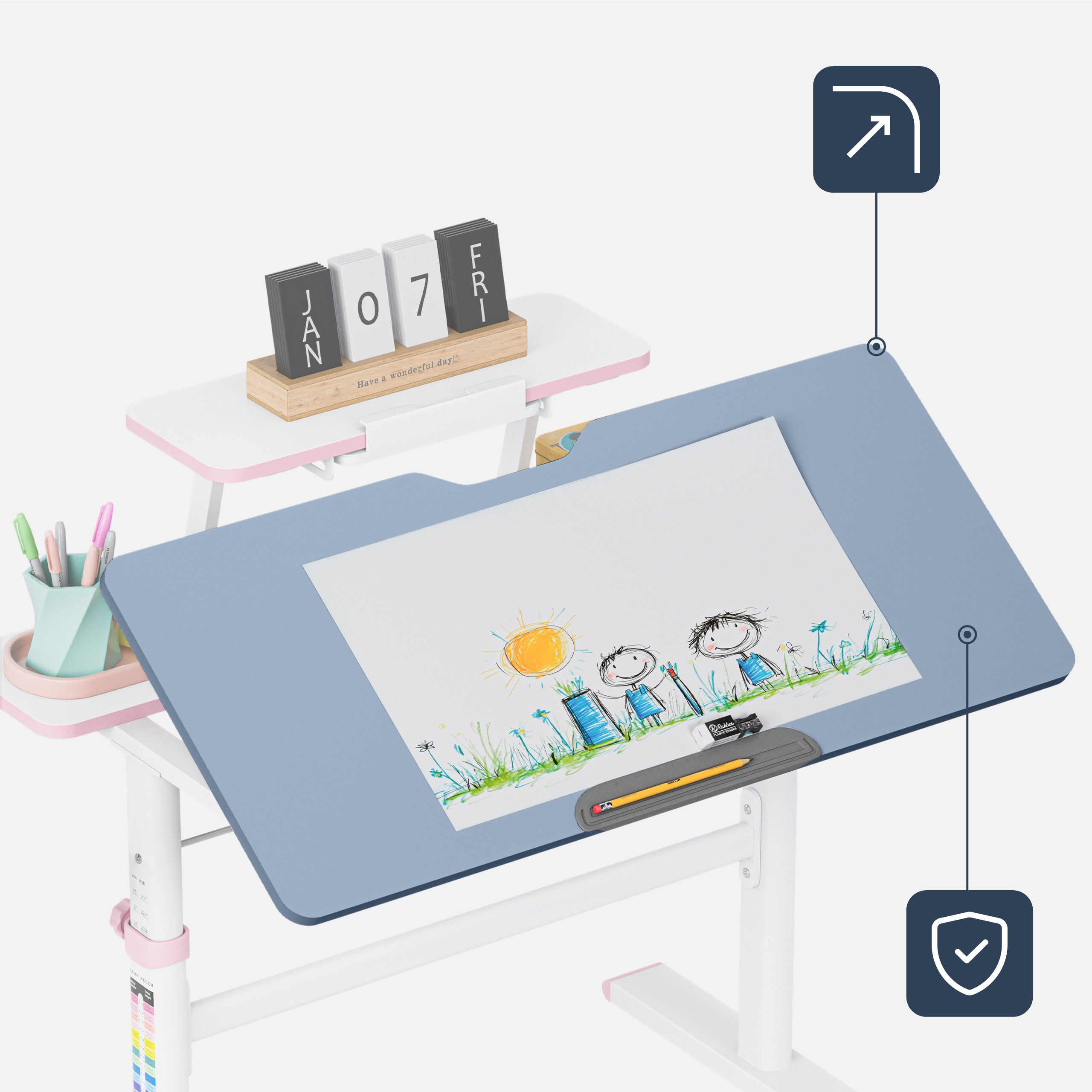 Mark Adler Study 3.7 Pink verstelbaar kinder bureau, 90 cm