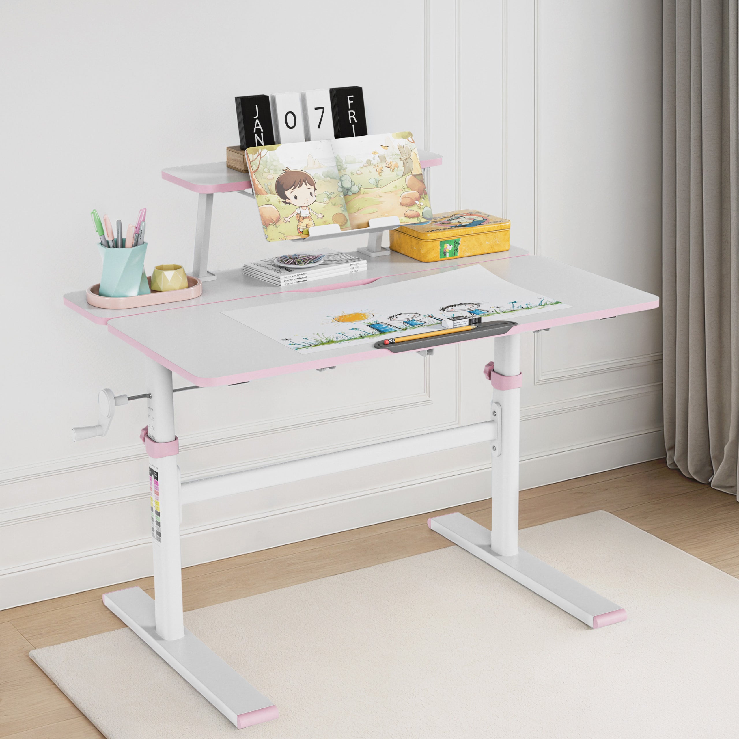 Mark Adler Study 3.7 Pink verstelbaar kinder bureau, 90 cm