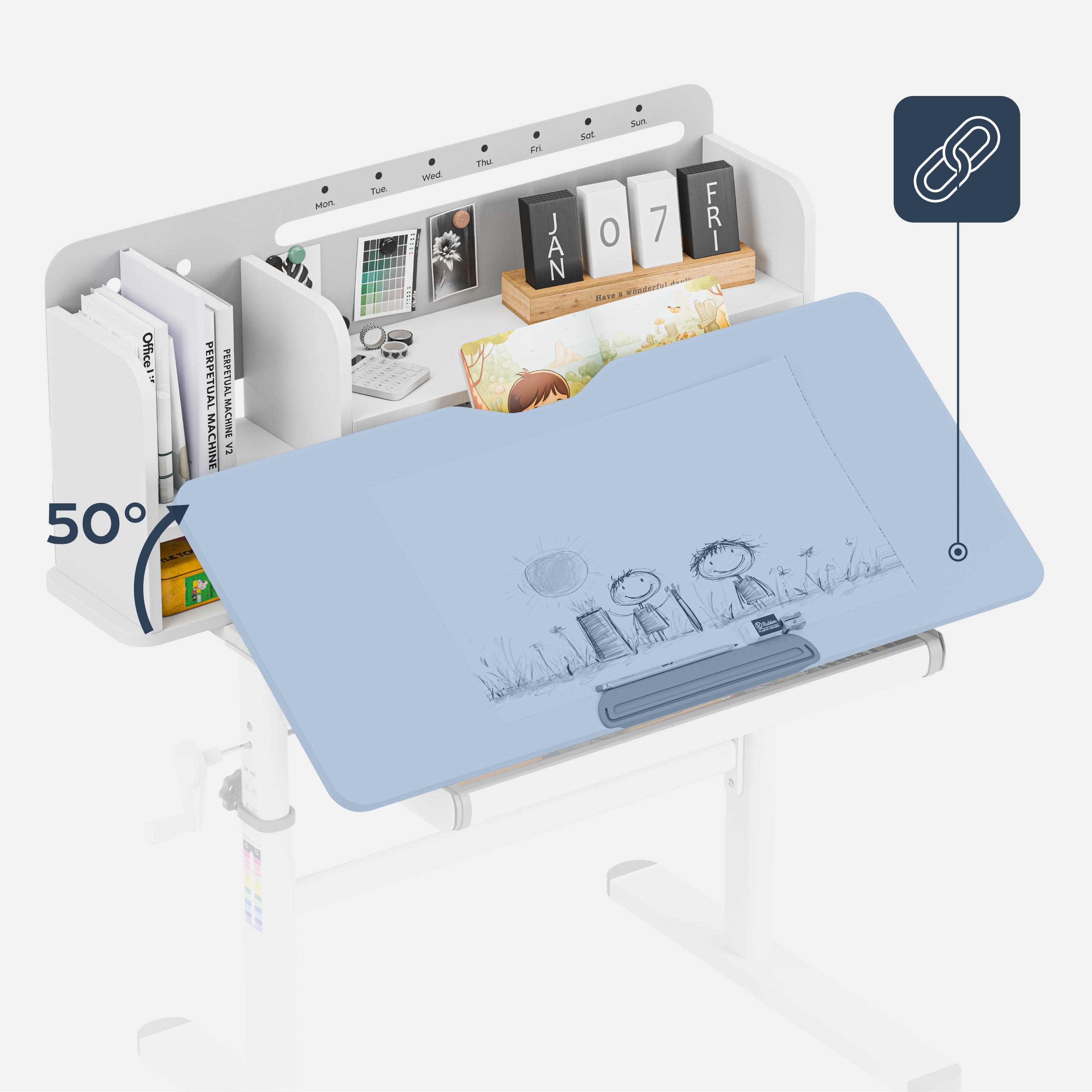 Ergonomisch kinderbureau Mark Adler Study 5.0 Grey 90 cm
