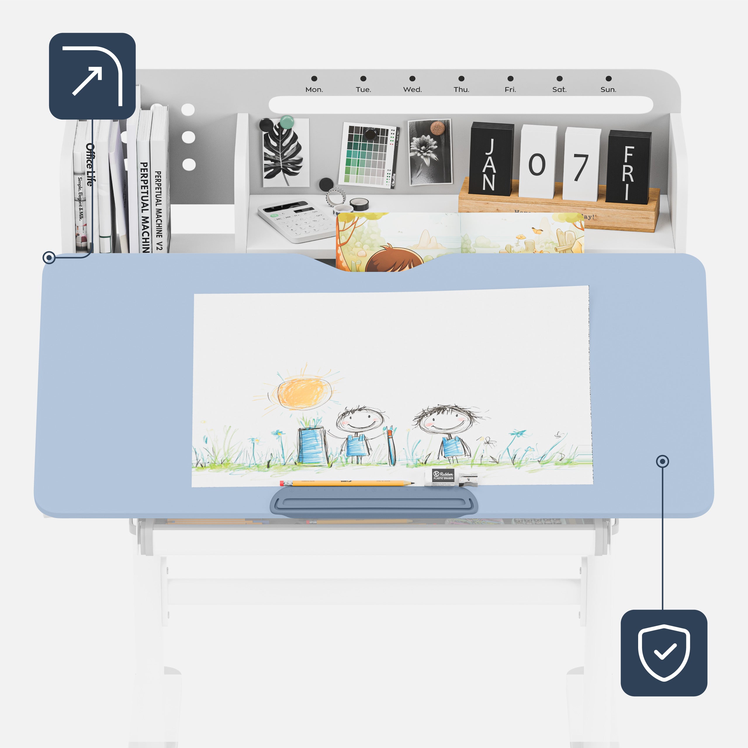 Ergonomisch kinderbureau Mark Adler Study 5.0 Grey 90 cm