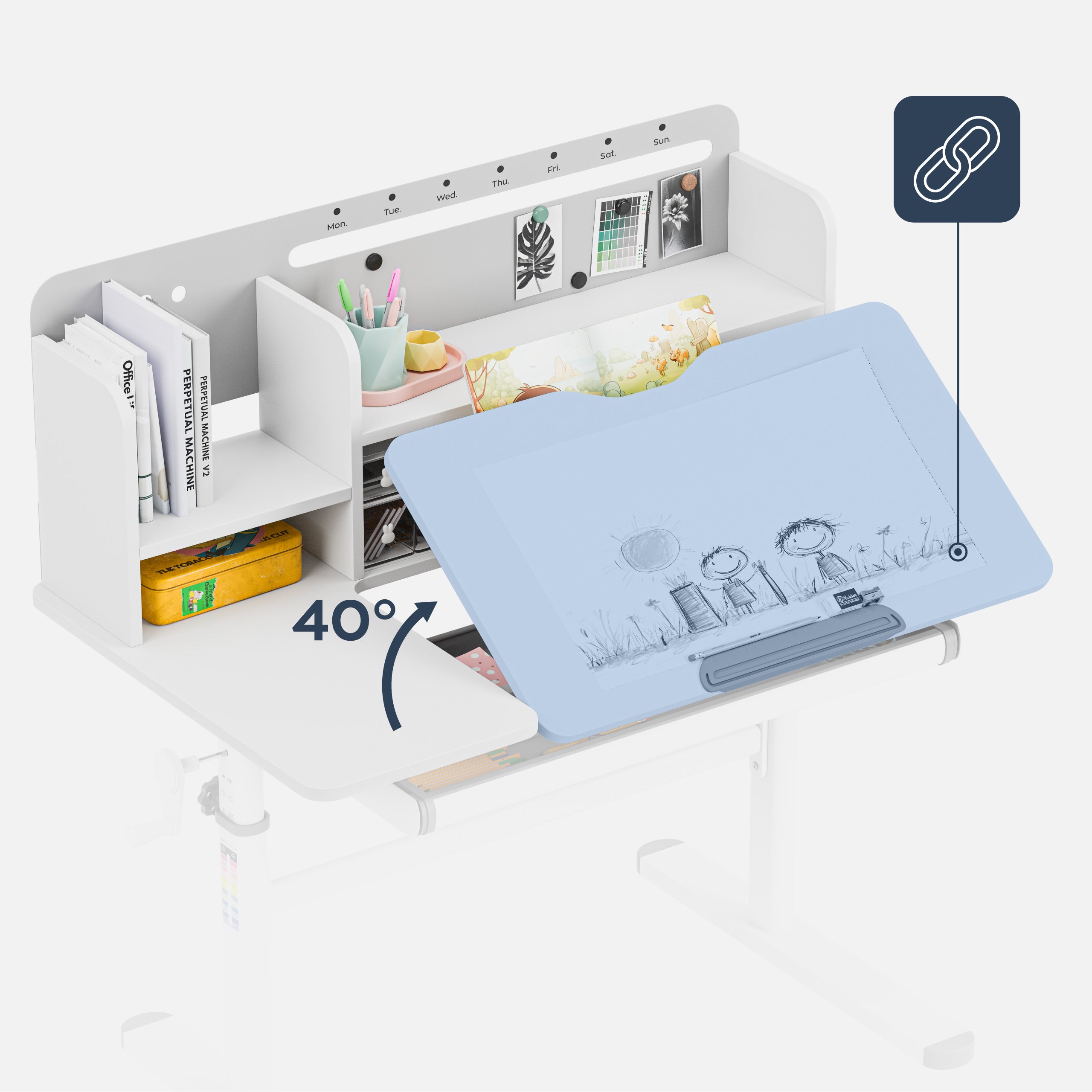 Kinderbureau Mark Adler Study 5.7 Grey 100 cm
