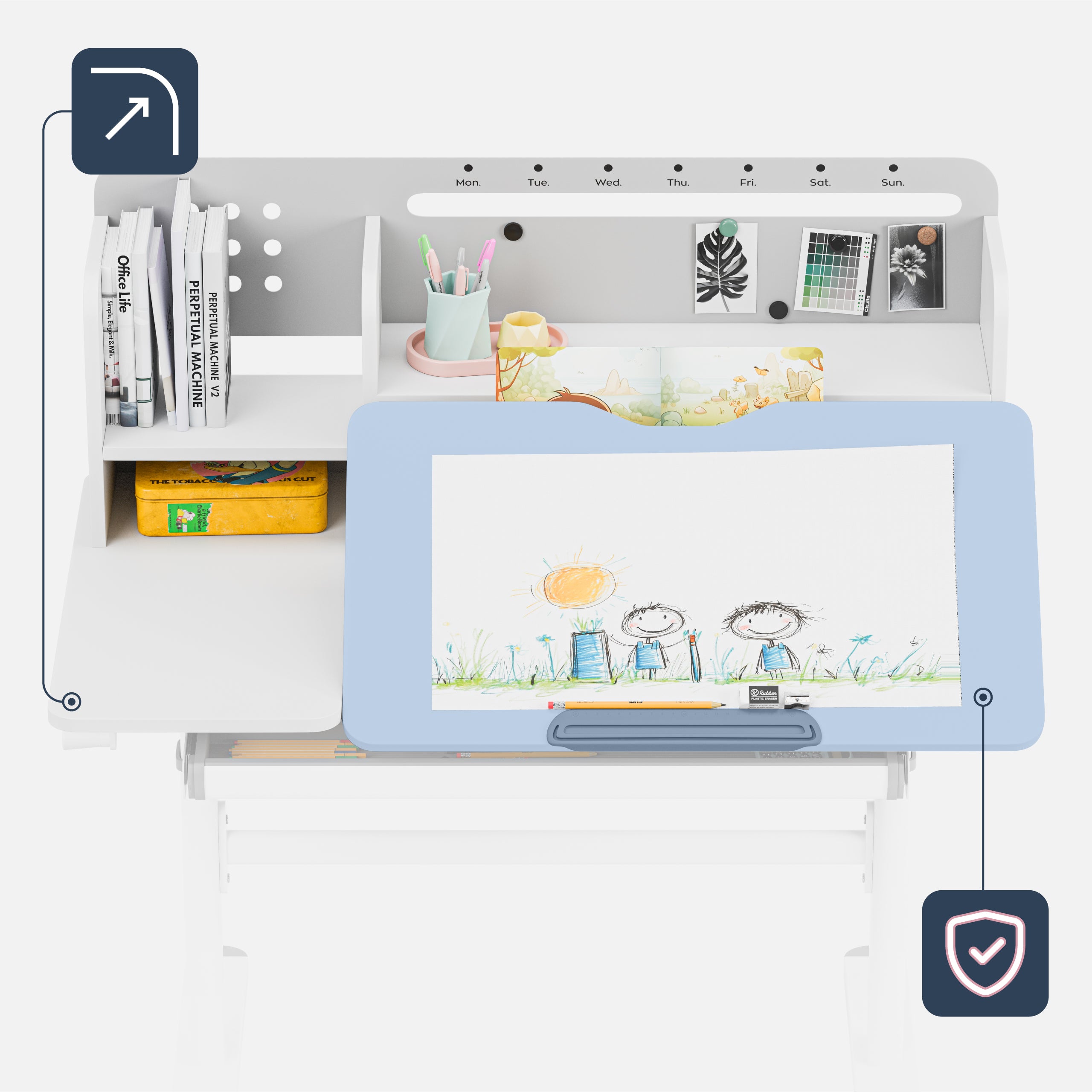 Kinderbureau Mark Adler Study 5.7 Grey 100 cm