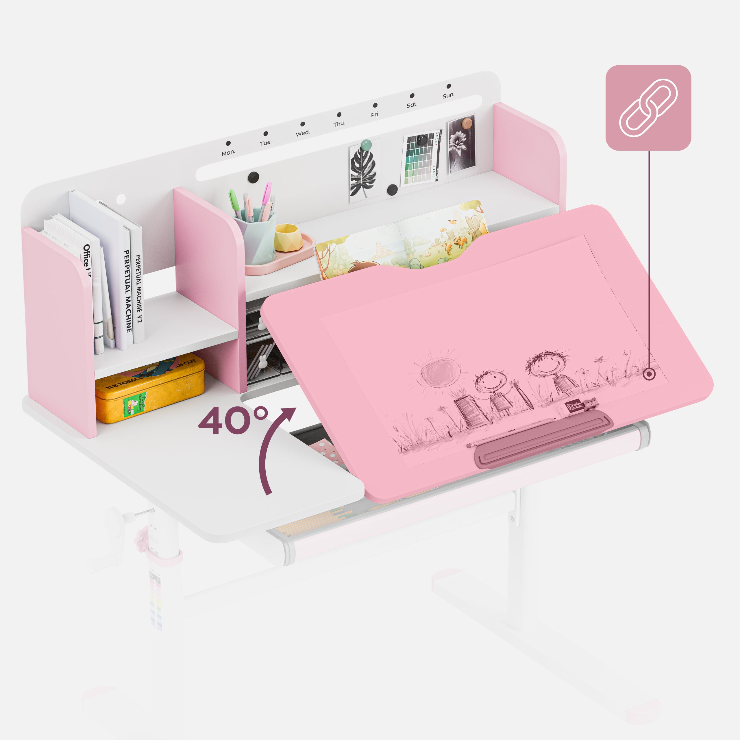 Kinderbureau Mark Adler Study 5.7 Pink 100 cm