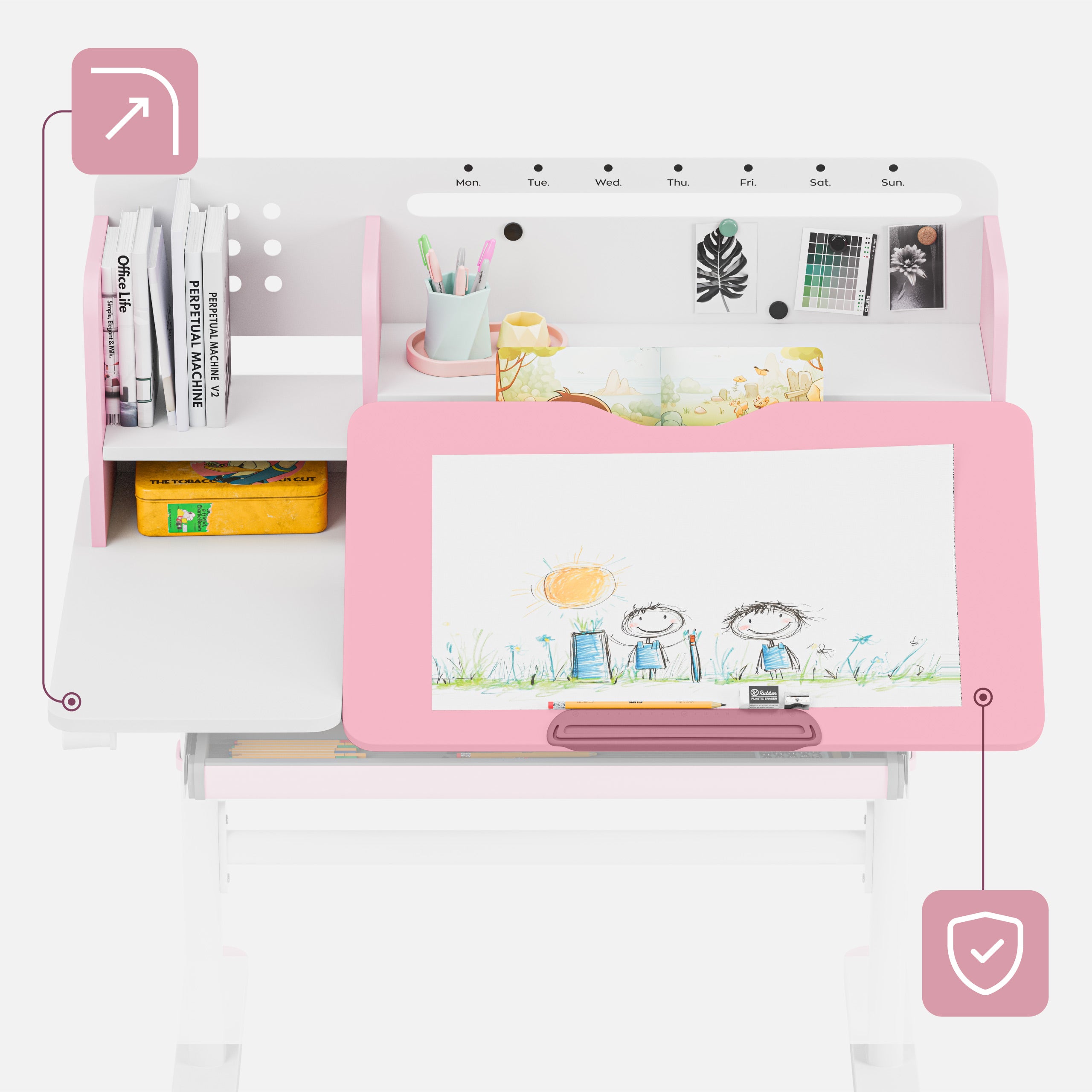 Kinderbureau Mark Adler Study 5.7 Pink 100 cm