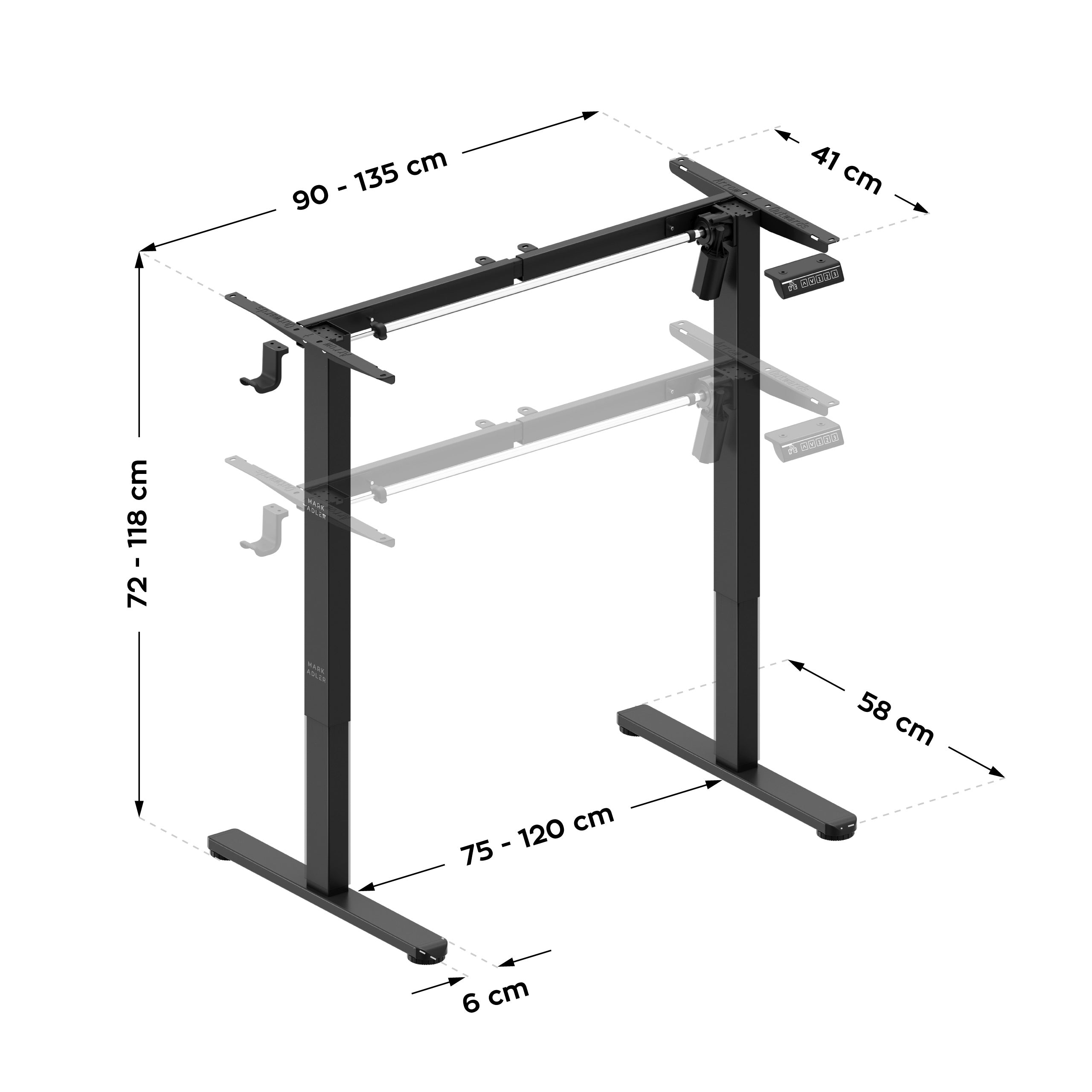 Frame van het elektrische bureau Mark Adler Xeno 1.7 Black
