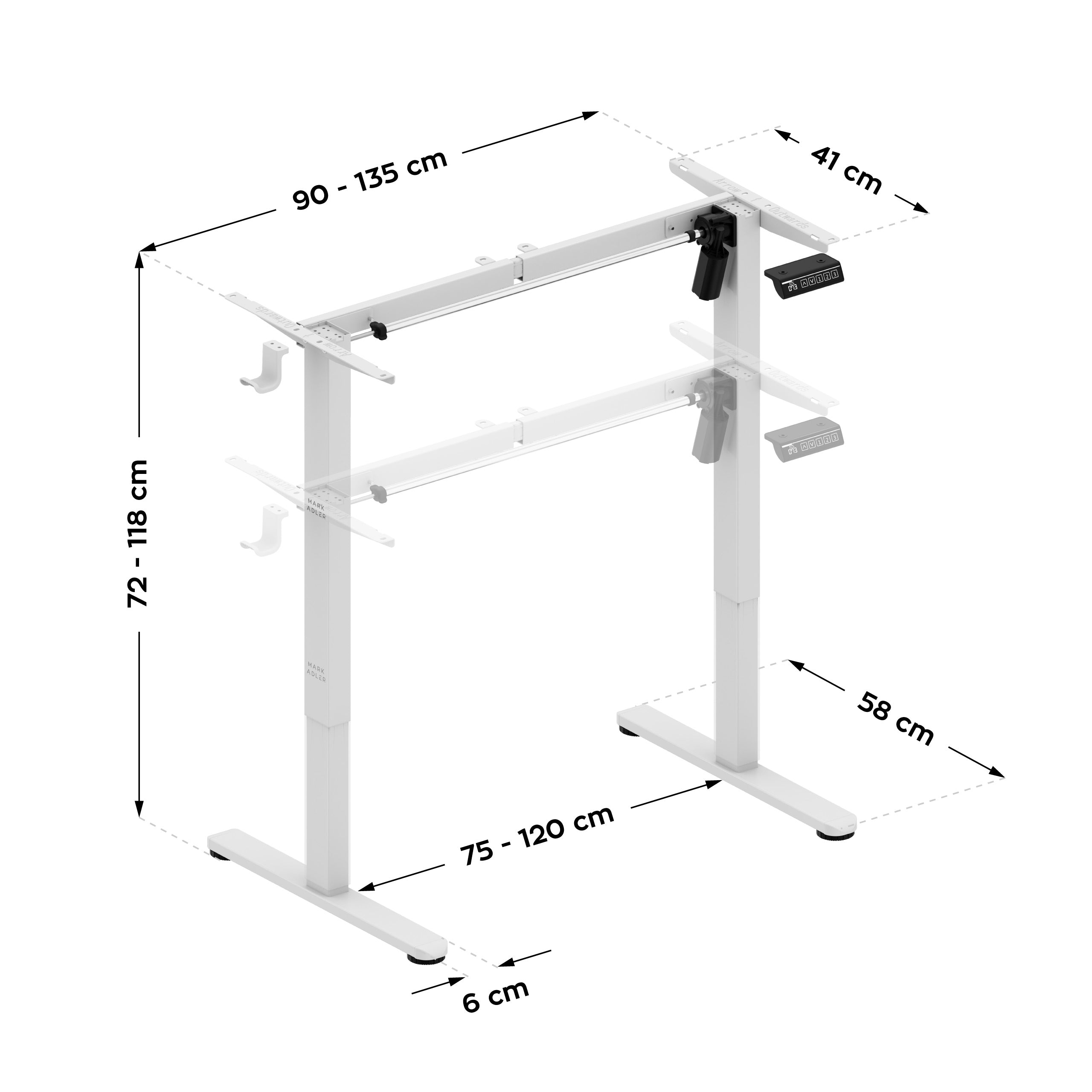 Frame van het elektrische bureau Mark Adler Xeno 1.7 White